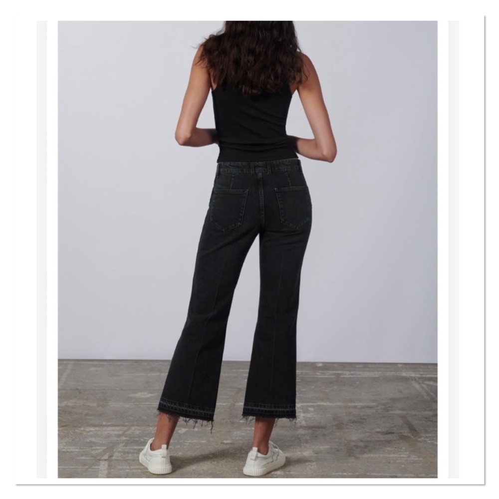 ZARA 'Ness' Cropped Flare Women's Black Jeans - Picture 3 of 10